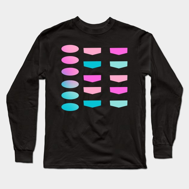 Back to School Teal and Fuchsia Gradient Planner Labels Long Sleeve T-Shirt by JuneNostalgia